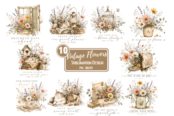 Download Vintage Flowers Sublimation PNG Bundle - Sublimation Collection