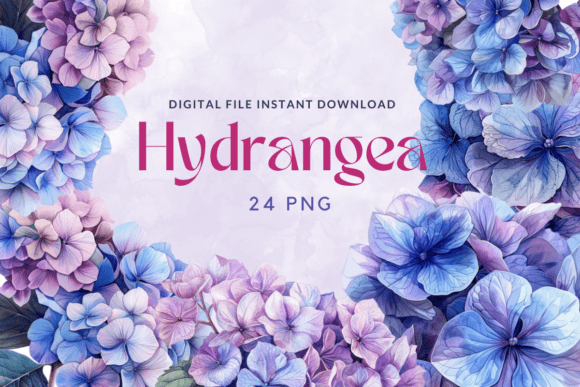 Download Hydrangea Watercolor Flowers Sublimation - Sublimation Collection