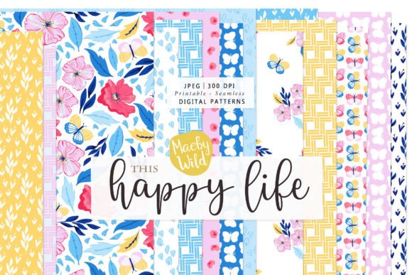 Download This Happy Life Seamless Paper Patterns - Happy Collection