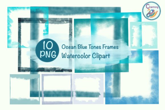 Download Watercolor Frames | Square Ocean Blue - Ocean blue Collection