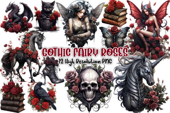 Download Gothic Fairy Roses Sublimation Clipart - Sublimation Collection