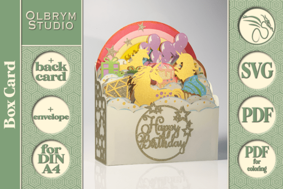 Download Magical Unicorns Happy Birthday Card SVG - Happy Collection