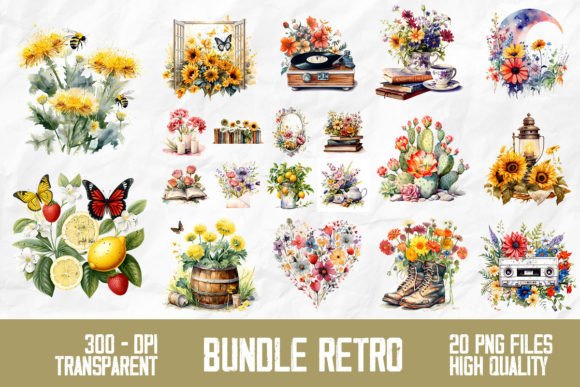 Download Retro Wild Flowers Sublimation Bundle - Sublimation Collection