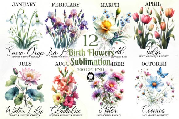 Download Birth Flowers Sublimation Clipart Bundle - Sublimation Collection