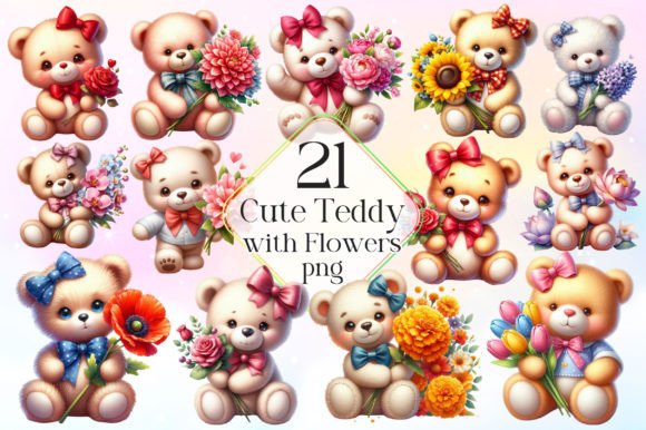 Download Teddy Bear with Flowers Sublimation - Sublimation Collection