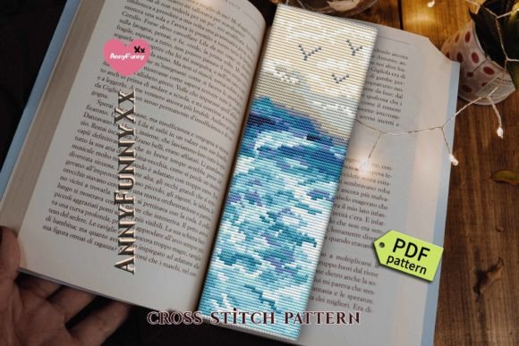 Download Cross Stitch Bookmark Ocean Blue Wave - Ocean blue Collection