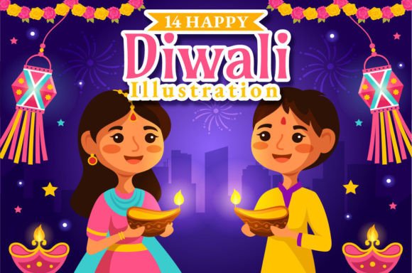 Download 14 Happy Diwali Hindu Illustration - Happy Collection