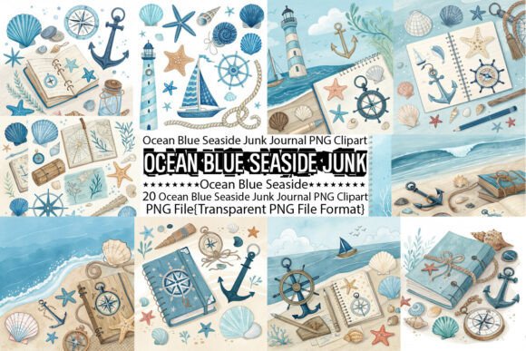 Download Ocean Blue Seaside Junk Journal Bundle - Ocean blue Collection