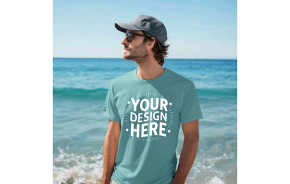 Download Ocean Blue Man T-shirt Mockup 15 - Ocean blue Collection